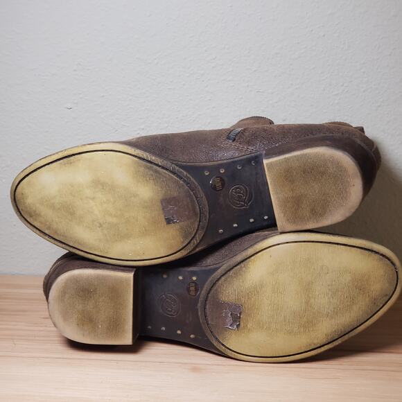 Lucky Brand Women's 11 Bartalino Zip Ankle Booties Brown Suede Distressed‎ Fall - Picture 6 of 9